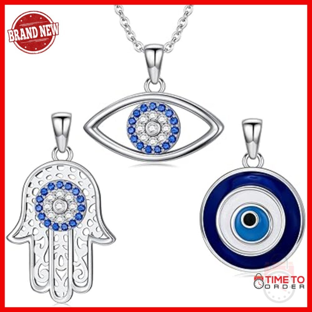 Sterling Silver Interchangeable Pendant Necklace Set 3 Charms 18" Chain